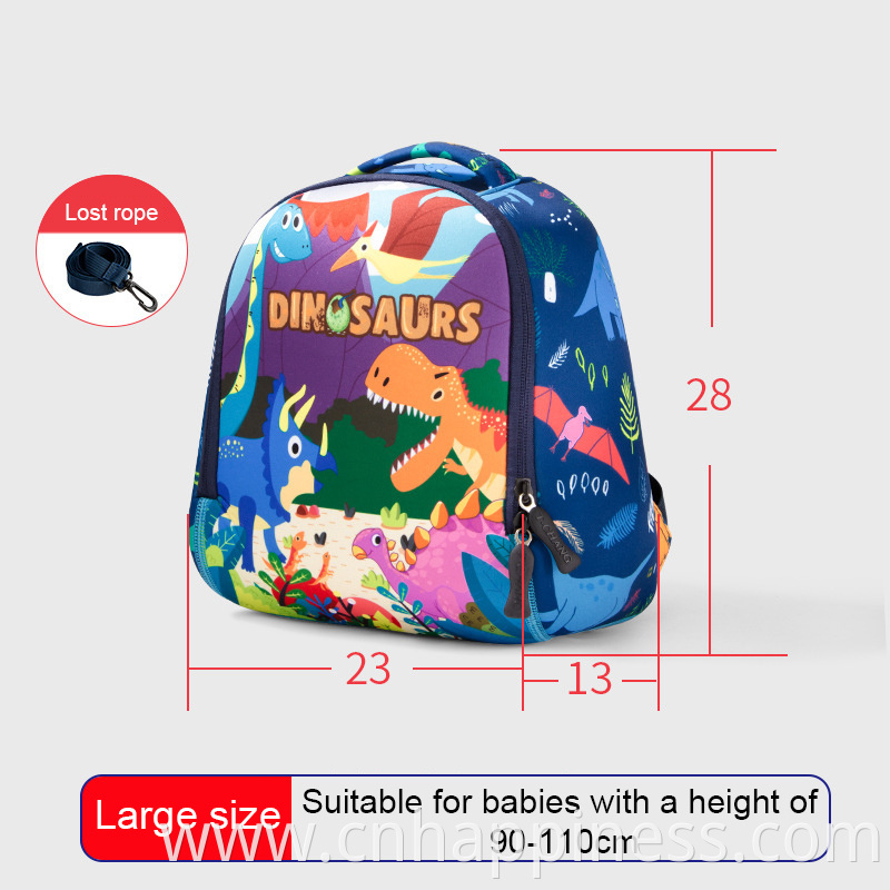 Ready to ship print animals boys neoprene schoolbag dinosaur cartoons unicorn backpack for kids